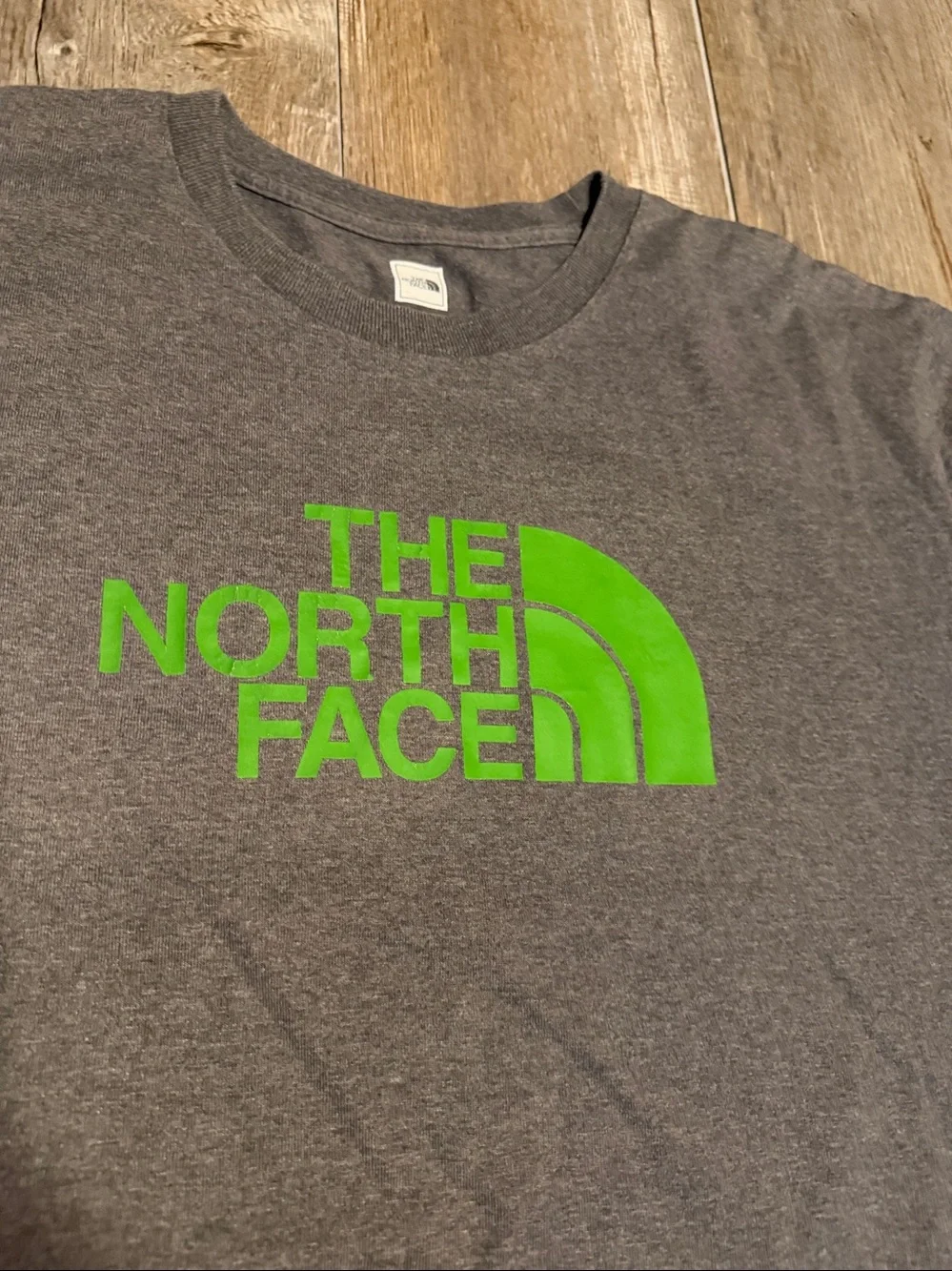 The North Face Short Sleeve Gray Tee with Green Logo
